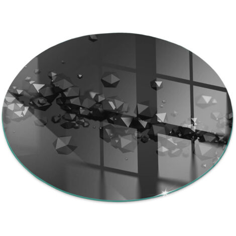 Plaque ronde de sol sous poêle à bois en verre trempé protection thermique du plancher Nuage abstrait de solides Ronde fi 80 (1/5)