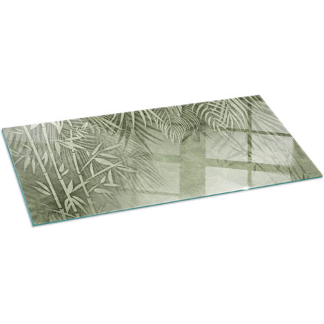 Plaque de sol pour cheminée ou poêle en verre trempé avec impression Feuilles tropicales en arrière-plan 125x50 cm (1/5)