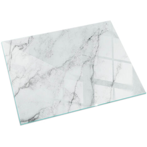 Plaque de sol pour cheminée ou poêle en verre trempé avec impression Motif marbré avec veines 120x80 cm