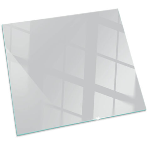 Plaque en verre trempé pour cheminée indépendante de sol avec impression Couleur Gris Carrée 60x60 cm (1/5)
