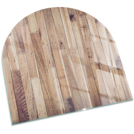 Plaque Carrée en verre trempé sous cheminée et poêle protection sol parquet Planches de bois disposées 100x100 cm (1/5)