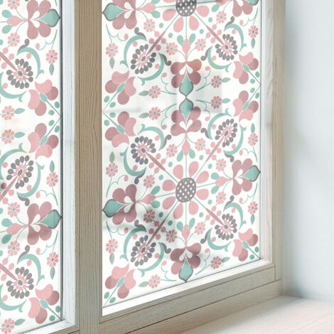 Film pour Vitre Intimité 50x146 cm pour Chambre Cuisine Salle de Bain PVC Vitrail Protection Adhésif Collés sur le Verre Décoratif Harmonie florale (1/5)