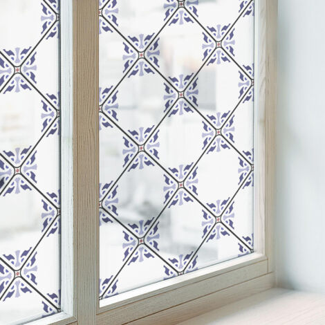 Film Dépoli pour Fenêtre 100x100 Protection Décoratif Adhésif Collés sur le Verre pour Chambre Cuisine Salle de Bain Vitrail Carreaux géométriques (1/5)