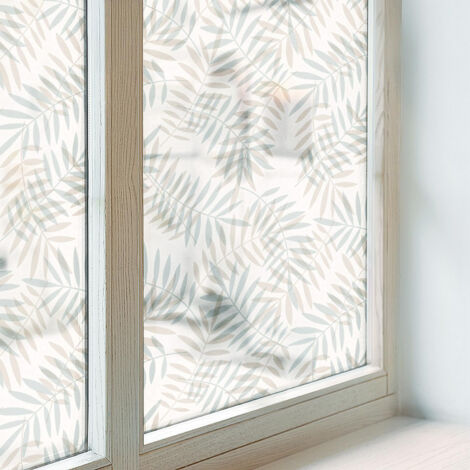 Film Dépoli pour Fenêtre 100x100 Adhésif Décoratif PVC Protection Collés sur le Verre Vitrail pour Chambre Cuisine Salle de Bain Élégance feuillue (1/5)