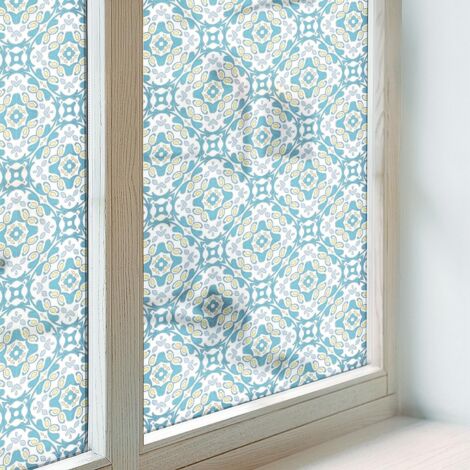 Anti Regard Film pour Vitre 50x100 Collés sur le Verre Adhésif Vitrail Décoratif Protection pour Chambre Cuisine Salle de Bain Rosettes géométriques (1/5)