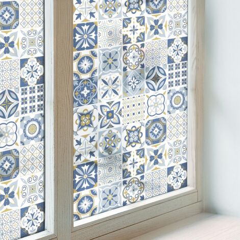 Film Dépoli pour Fenêtre 100x100 Collés sur le Verre Adhésif Vitrail Décoratif Protection pour Chambre Cuisine Salle de Bain Carreaux de mosaïque (1/5)