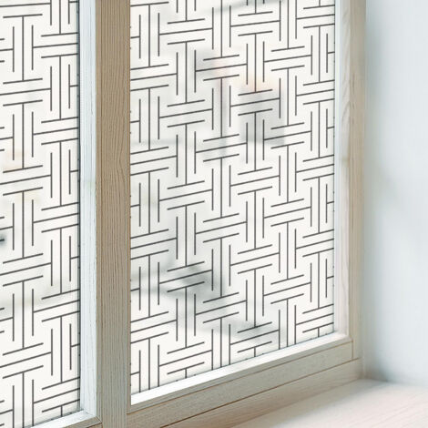 Film Dépoli pour Fenêtre 100x100 Collés sur le Verre Adhésif Vitrail Décoratif Protection PVC pour Chambre Cuisine Salle de Bain tresse symétrique (1/5)