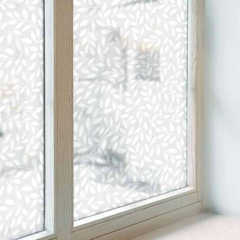 Anti Regard Film pour Vitre 200x100 Protection Adhésif pour Chambre Cuisine Salle de Bain Vitrail Décoratif Collés sur le Verre Motif feuillu (1/5)