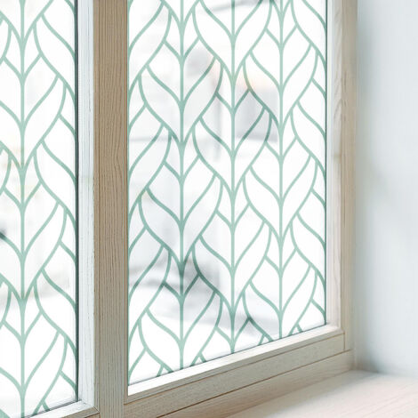 Anti Regard Film pour Vitre 200x100 Décoratif pour Chambre Cuisine Salle de Bain Vitrail Protection Adhésif Collés sur le Verre symétrie des plantes (1/5)