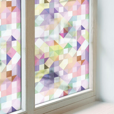 Film Dépoli pour Vitre 100x100 cm pour Chambre Cuisine Salle de Bain PVC Vitrail Protection Adhésif Collés sur le Verre Décoratif Mosaïque abstraite (1/5)