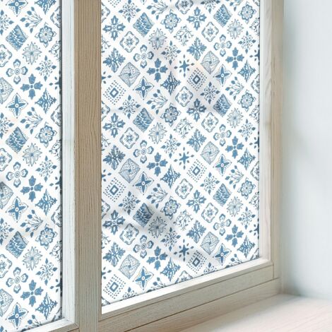 Film Dépoli pour Vitre 50x100 cm Adhésif Décoratif PVC Protection Collés sur le Verre Vitrail pour Chambre Cuisine Salle de Bain ornement floral (1/5)