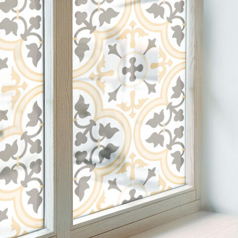 Film Dépoli pour Fenêtre 100x100 Vitrail Collés sur le Verre Protection PVC pour Chambre Cuisine Salle de Bain Adhésif Décoratif Modèles végétaux (1/5)