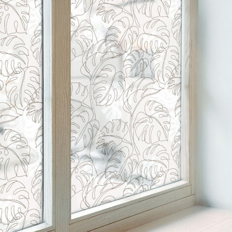 Film Dépoli pour Fenêtre 50x100 cm pour Chambre Cuisine Salle de Bain PVC Vitrail Protection Adhésif Collés sur le Verre Décoratif Plante ornementale (1/5)