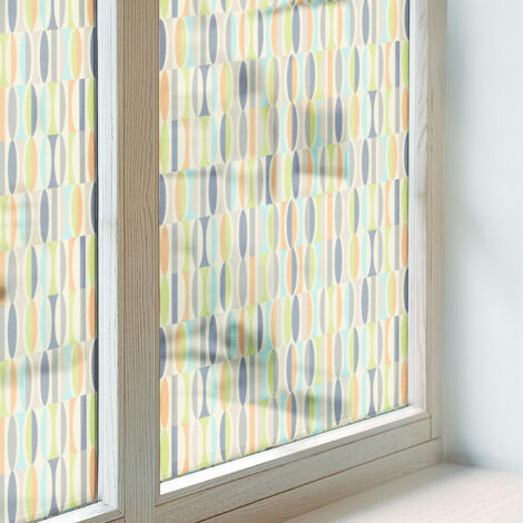 Film Dépoli pour Fenêtre 100x100 Vitrail Collés sur le Verre Protection PVC pour Chambre Cuisine Salle de Bain Adhésif Décoratif Motifs ovales (1/5)