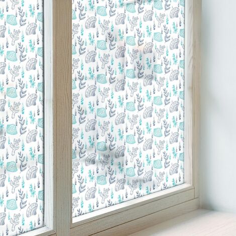 Film pour Vitre Intimité 100x116 Protection Adhésif pour Chambre Cuisine Salle de Bain Vitrail Décoratif Collés sur le Verre Harmonie maritime (1/5)