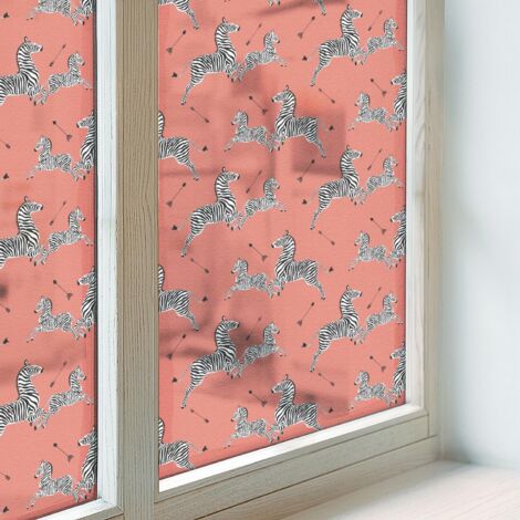 Film Dépoli pour Vitre 100x146 cm Adhésif Décoratif PVC Protection Collés sur le Verre Vitrail pour Chambre Cuisine Salle de Bain Motif zèbre (1/5)