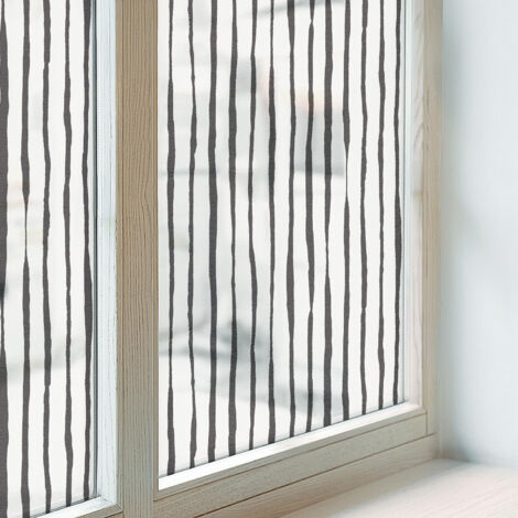 Film Dépoli pour Vitre 200x100 cm pour Chambre Cuisine Salle de Bain PVC Vitrail Protection Adhésif Collés sur le Verre Décoratif rayures verticales (1/5)