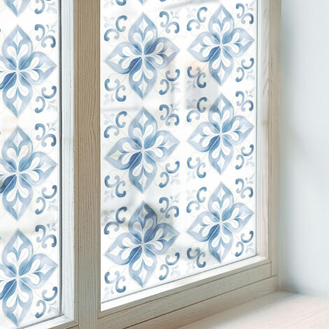 Anti Regard Film pour Fenêtre 100x100 Décoratif pour Chambre Cuisine Salle de Bain Vitrail Protection Adhésif Collés sur le Verre Élégance classique (1/5)