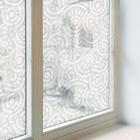 Film Dépoli pour Fenêtre 200x100 Vitrail Collés sur le Verre Protection PVC pour Chambre Salle de Bain Adhésif Décoratif Abstraction géométrique (1/5)