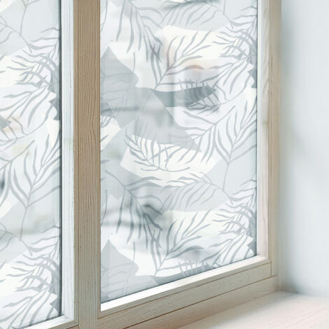 Film Dépoli pour Fenêtre 100x100 Collés sur le Verre Adhésif Vitrail Décoratif Protection PVC pour Chambre Cuisine Salle de Bain Feuilles subtiles (1/5)