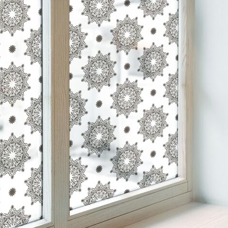 Film Dépoli pour Fenêtre 200x100 Protection Décoratif Adhésif Collés sur le Verre pour Chambre Cuisine Salle de Bain Vitrail rosettes classiques (1/5)