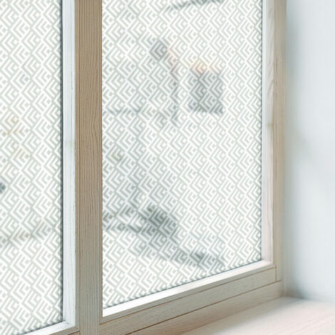 Anti Regard Film pour Fenêtre 100x100 Collés sur le Verre Adhésif Vitrail Décoratif Protection pour Chambre Cuisine Salle de Bain Motif géométrique (1/5)