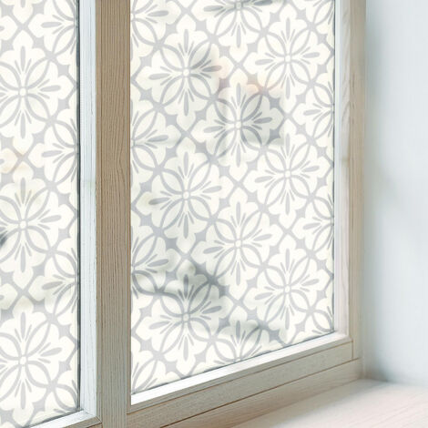 Anti Regard Film pour Fenêtre 100x100 Protection Adhésif pour Chambre Cuisine Salle de Bain Vitrail Décoratif Collés sur le Verre rosettes florales (1/5)
