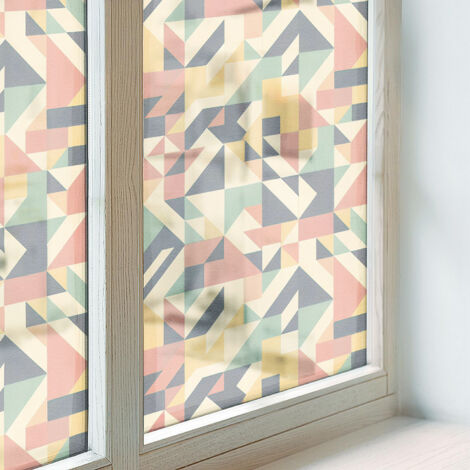 Anti Regard Film pour Fenêtre 100x116 pour Chambre Cuisine Salle de Bain Collés sur le Verre Décoratif Vitrail Protection Adhésif la géométrie (1/5)