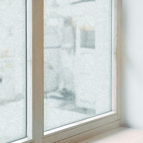 Film Dépoli pour Fenêtre 200x100 pour Chambre Cuisine Salle de Bain Vitrail Protection Adhésif Collés sur le Verre Décoratif feuilles de chêne (1/5)