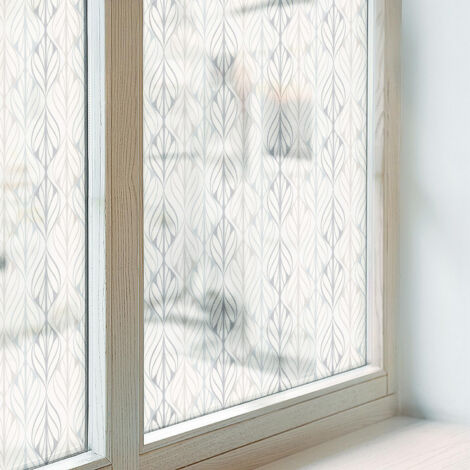 Film Dépoli pour Fenêtre 100x100 PVC pour Chambre Cuisine Salle de Bain Collés sur le Verre Décoratif Vitrail Protection Adhésif Motif feuillu (1/5)