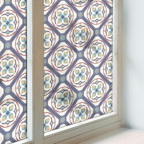 Film Dépoli pour Fenêtre 200x100 Vitrail Collés sur le Verre Décoratif Adhésif pour Chambre Cuisine Salle de Bain PVC Protection Motif de carreaux (1/5)