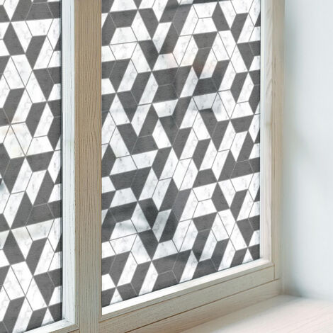 Film Dépoli pour Fenêtre 100x100 Protection Décoratif Adhésif Collés sur le Verre pour Chambre Cuisine Salle de Bain Vitrail Illusions géométriques (1/5)