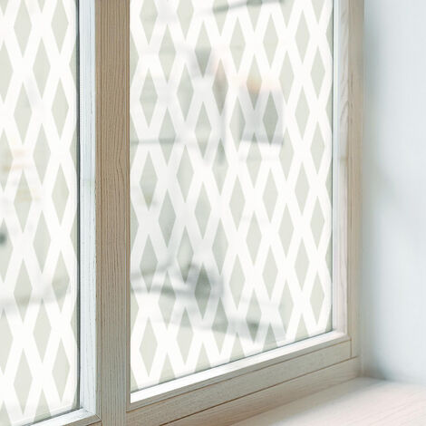 Anti Regard Film pour Vitre 200x100 Vitrail Collés sur le Verre Protection PVC pour Chambre Cuisine Salle de Bain Adhésif Décoratif motif en losange (1/5)