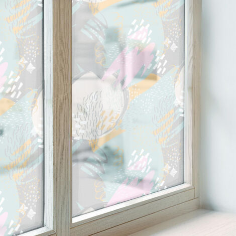 Film pour Vitre Intimité 100x146 Adhésif Décoratif PVC Protection Collés sur le Verre Vitrail pour Chambre Cuisine Salle de Bain Harmonie abstraite (1/5)