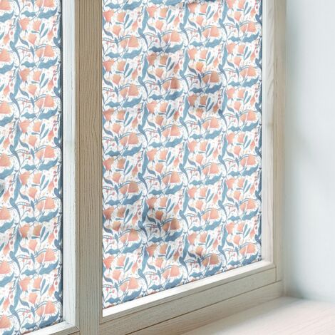 Film pour Vitre Intimité 50x100 cm Adhésif Décoratif PVC Protection Collés sur le Verre Vitrail pour Chambre Cuisine Salle de Bain Un festin floral (1/5)