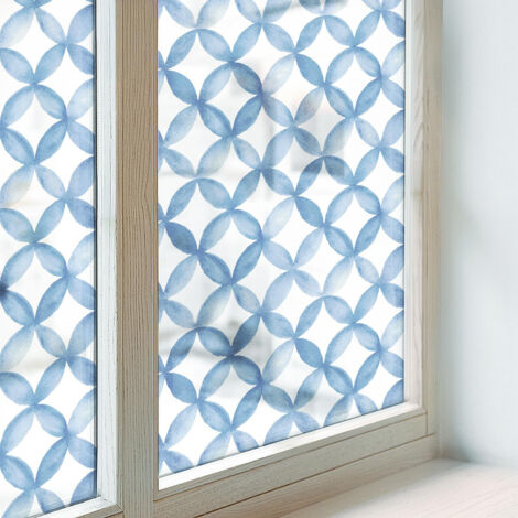 Film Dépoli pour Fenêtre 100x146 Décoratif pour Chambre Cuisine Salle de Bain PVC Vitrail Protection Adhésif Collés sur le Verre Fleurs géométriques (1/5)