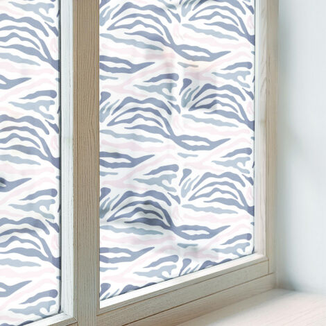 Anti Regard Film pour Fenêtre 200x100 pour Chambre Cuisine Salle de Bain Vitrail Protection Adhésif Collés sur le Verre Décoratif Motif zèbre (1/5)