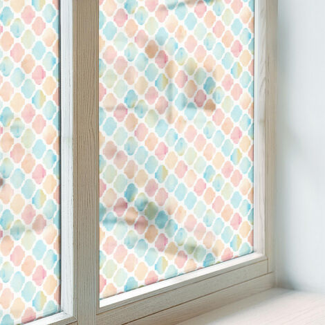 Film Dépoli pour Vitre 100x100 cm Adhésif Décoratif PVC Protection Collés sur le Verre Vitrail pour Chambre Cuisine Salle de Bain aquarelles colorées (1/5)