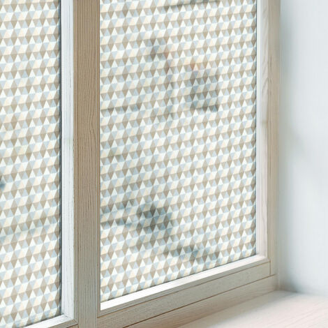 Film Dépoli pour Vitre 200x100 cm pour Chambre Salle de Bain PVC Vitrail Protection Adhésif Collés sur le Verre Décoratif Triangles géométriques (1/5)
