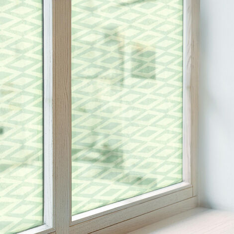 Film Dépoli pour Vitre 50x146 cm Adhésif Décoratif PVC Protection Collés sur le Verre Vitrail pour Chambre Cuisine Salle de Bain Losanges verts (1/5)