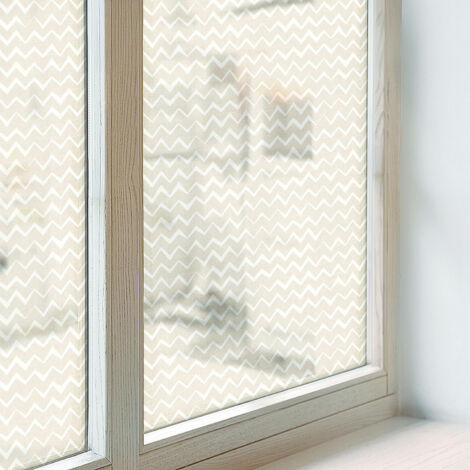 Anti Regard Film pour Vitre 100x146 pour Chambre Cuisine Salle de Bain Collés sur le Verre Décoratif Vitrail Protection Adhésif Zigzag beige (1/5)