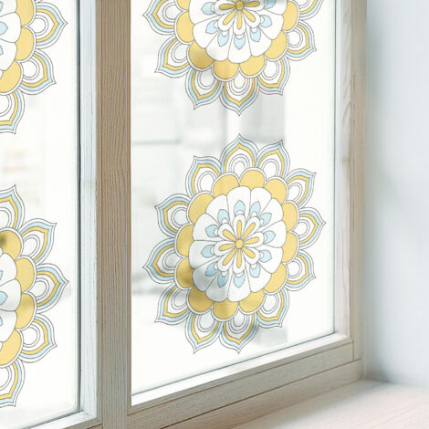 Film pour Vitre Intimité 200x146 Adhésif Décoratif PVC Protection Collés sur le Verre Vitrail pour Chambre Cuisine Salle de Bain mandalas colorés (1/5)