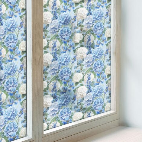 Anti Regard Film pour Fenêtre 200x100 Protection Adhésif pour Chambre Cuisine Salle de Bain Vitrail Décoratif Collés sur le Verre charme floral (1/5)