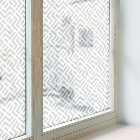 Anti Regard Film pour Fenêtre 200x146 Protection Adhésif pour Chambre Salle de Bain Vitrail Décoratif Collés sur le Verre Élégance géométrique (1/5)