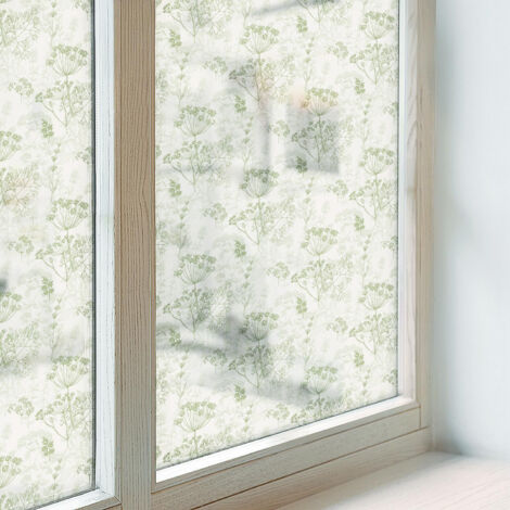 Film Dépoli pour Fenêtre 100x100 cm Adhésif Décoratif PVC Protection Collés sur le Verre Vitrail pour Chambre Cuisine Salle de Bain Motif botanique (1/5)
