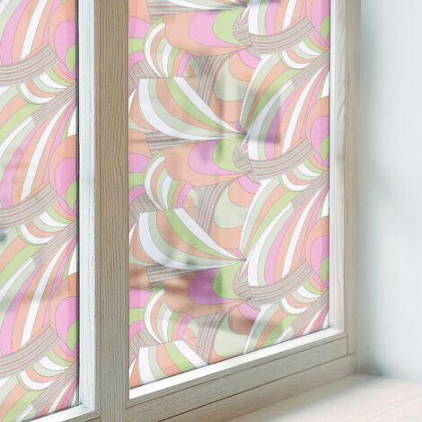 Film pour Vitre Intimité 100x100 Adhésif Décoratif Protection Collés sur le Verre Vitrail pour Chambre Cuisine Salle de Bain Zigzag coloré (1/5)