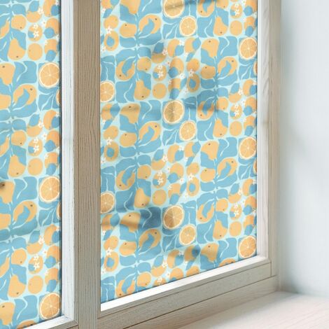 Film pour Vitre Intimité 200x100 Décoratif pour Chambre Cuisine Salle de Bain PVC Vitrail Protection Adhésif Collés sur le Verre Agrumes (1/5)