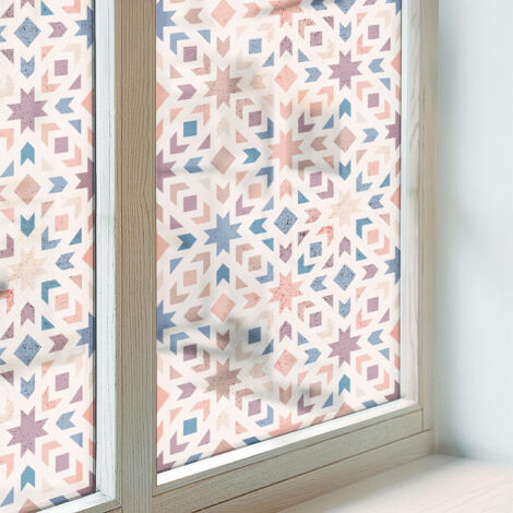 Anti Regard Film pour Vitre 200x100 Décoratif pour Chambre Cuisine Salle de Bain PVC Vitrail Protection Adhésif Collés sur le Verre Motifs colorés (1/5)