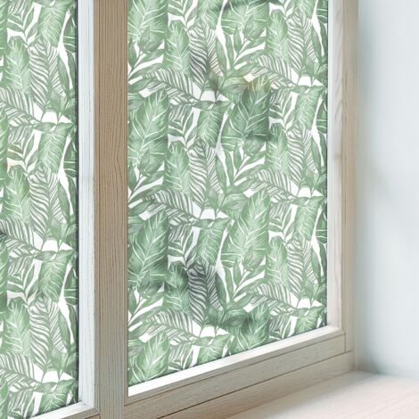 Film Dépoli pour Fenêtre 200x100 Vitrail Collés sur le Verre Décoratif Adhésif pour Chambre Salle de Bain Protection Harmonie verte (1/5)