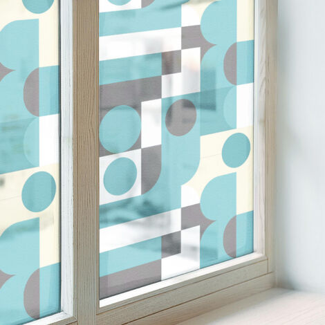 Anti Regard Film pour Fenêtre 200x100 Vitrail Collés sur le Verre Décoratif Adhésif pour Chambre Cuisine Salle de Bain Protection Motifs géométriques (1/5)